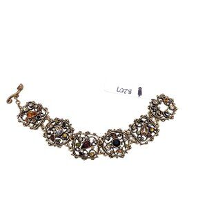 Patricia Locke B207 MM III 7.5" Gold-Tone Bracelet With Multi-Colored Gemstones